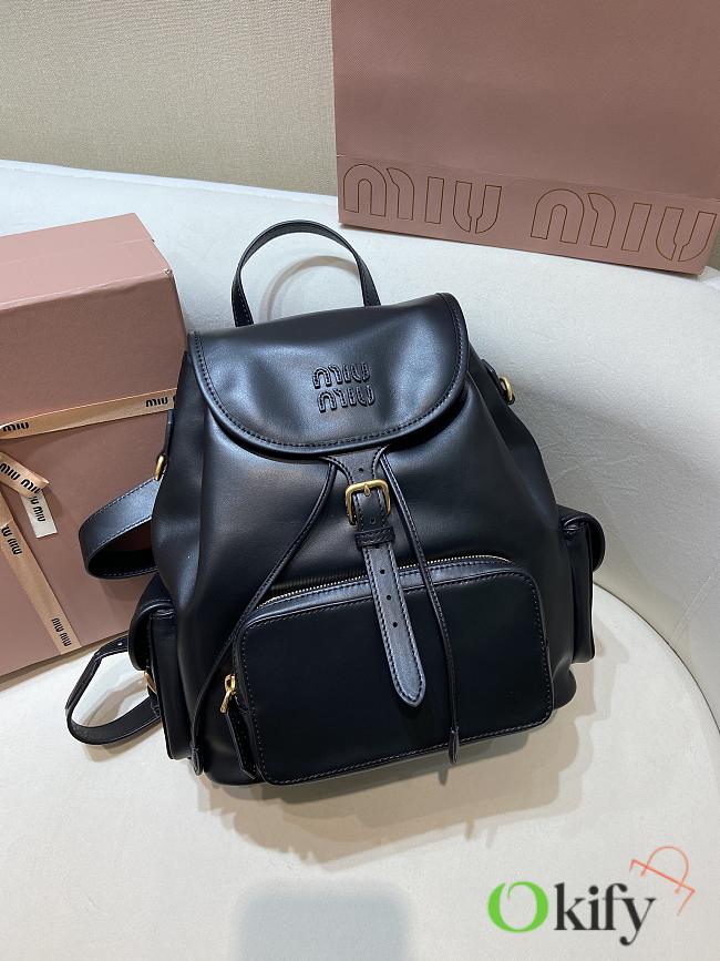 Okify MiuMiu Leather Backpack In Black 25x29.5x12.5cm  - 1