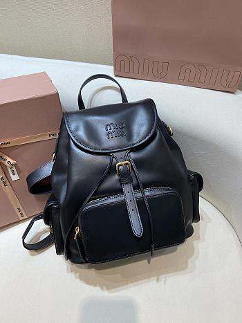 Okify MiuMiu Leather Backpack In Black 25x29.5x12.5cm 
