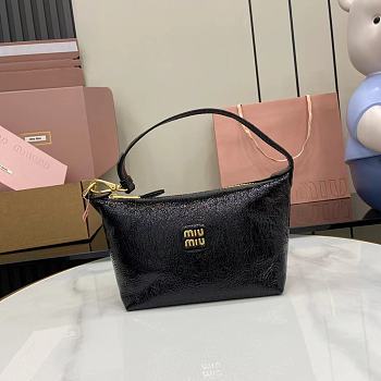 Okify MiuMiu Naplak Patent Leather Pouch In Black 19x14x10cm 