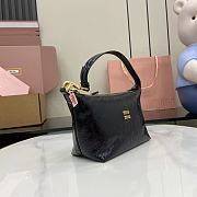 Okify MiuMiu Naplak Patent Leather Pouch In Black 19x14x10cm  - 5