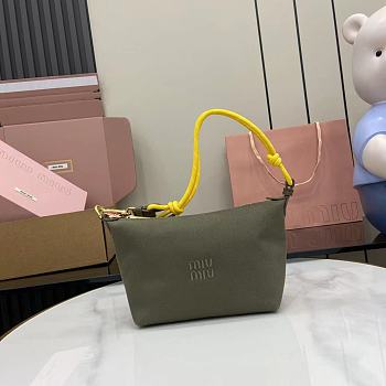 Okify MiuMiu Gabardine Pouch In Olive Green And Yellow 19x14x10cm 