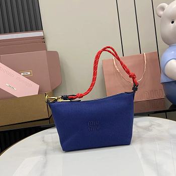 Okify MiuMiu Gabardine Pouch In Blue And Red 19x14x10cm 