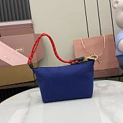 Okify MiuMiu Gabardine Pouch In Blue And Red 19x14x10cm  - 5