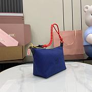 Okify MiuMiu Gabardine Pouch In Blue And Red 19x14x10cm  - 4