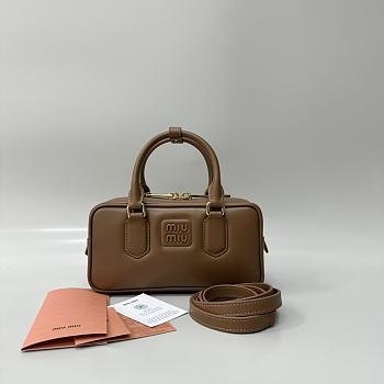 Okify MiuMiu Small Arcadie Leather Bag In Tundra 22x10.5x7.5cm