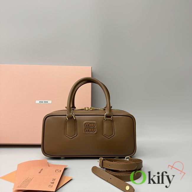Okify MiuMiu Medium Arcadie Leather Bag In Tundra 27x12x9cm  - 1