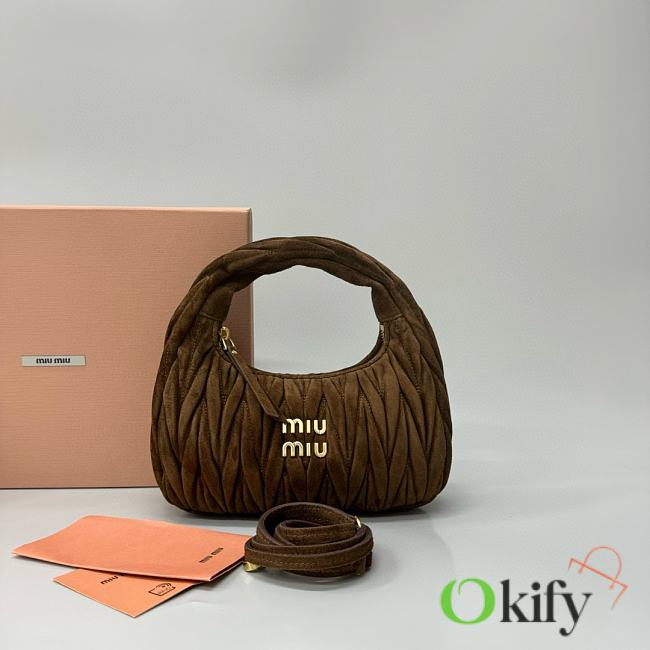 Okify MiuMiu Wander Suede Bag In Brown 20x17x6cm  - 1