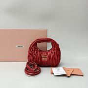 Okify MiuMiu Small Wander Matelassé Nappa Leather Hobo Bag In Red 20x17x6cm  - 1