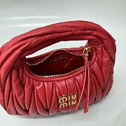 Okify MiuMiu Small Wander Matelassé Nappa Leather Hobo Bag In Red 20x17x6cm  - 3