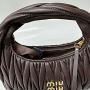 Okify MiuMiu Small Wander Matelassé Nappa Leather Hobo Bag In Darl Brown 20x17x6cm  - 2