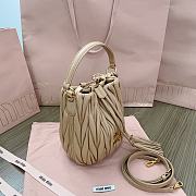 Okify MiuMiu Matelassé Nappa Leather Bucket Bag In Beige 17x15x10cm  - 4
