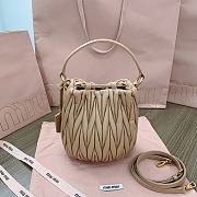 Okify MiuMiu Matelassé Nappa Leather Bucket Bag In Beige 17x15x10cm  - 5
