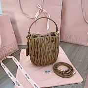 Okify MiuMiu Matelassé Nappa Leather Bucket Bag In Brown 17x15x10cm  - 4