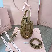 Okify MiuMiu Matelassé Nappa Leather Bucket Bag In Brown 17x15x10cm  - 3