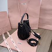 Okify MiuMiu Matelassé Nappa Leather Bucket Bag In Black 17x15x10cm  - 5