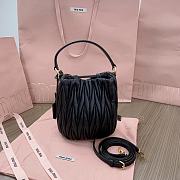 Okify MiuMiu Matelassé Nappa Leather Bucket Bag In Black 17x15x10cm  - 2