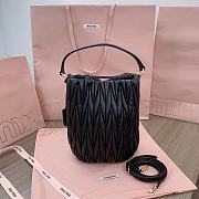 Okify MiuMiu Matelassé Nappa Leather Bucket Bag In Black 20x18x14cm  - 5