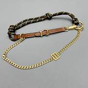 Okify MiuMiu Olive Green Braided Leather And Chain Bag Charm  - 5