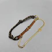 Okify MiuMiu Olive Green Braided Leather And Chain Bag Charm  - 4