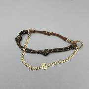 Okify MiuMiu Olive Green Braided Leather And Chain Bag Charm  - 1