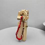 Okify MiuMiu Red Braided Leather And Chain Bag Charm  - 3