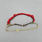 Okify MiuMiu Red Braided Leather And Chain Bag Charm  - 2
