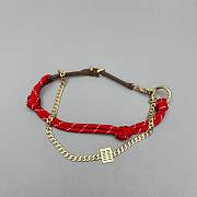 Okify MiuMiu Red Braided Leather And Chain Bag Charm  - 1