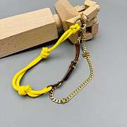 Okify MiuMiu Yellow Braided Leather And Chain Bag Charm  - 3