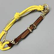 Okify MiuMiu Yellow Braided Leather And Chain Bag Charm  - 4