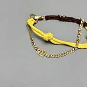 Okify MiuMiu Yellow Braided Leather And Chain Bag Charm  - 5