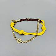 Okify MiuMiu Yellow Braided Leather And Chain Bag Charm  - 1