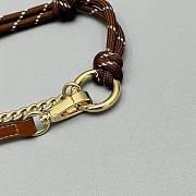 Okify MiuMiu Brown Braided Leather And Chain Bag Charm  - 2