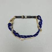 Okify MiuMiu Blue Braided Leather And Chain Bag Charm  - 1