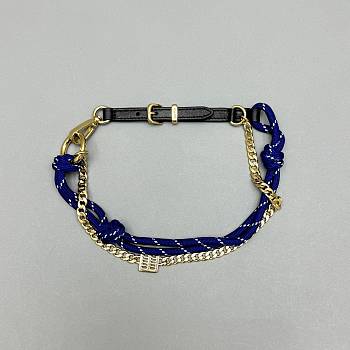 Okify MiuMiu Blue Braided Leather And Chain Bag Charm 