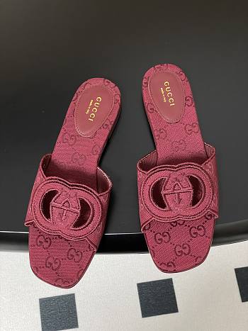 Okify Gucci Canvas Slides In Red 1cm EU35-42