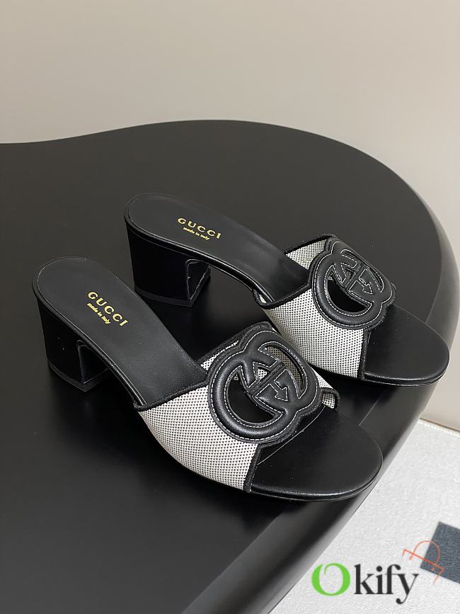 Okify Gucci Canvas High Heel Sandals 5.5cm In Black EU35-42 - 1