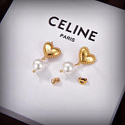 Okify Celine Gold Heart Earrings With Pearl  - 3