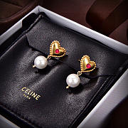 Okify Celine Gold Heart Earrings With Pearl  - 2