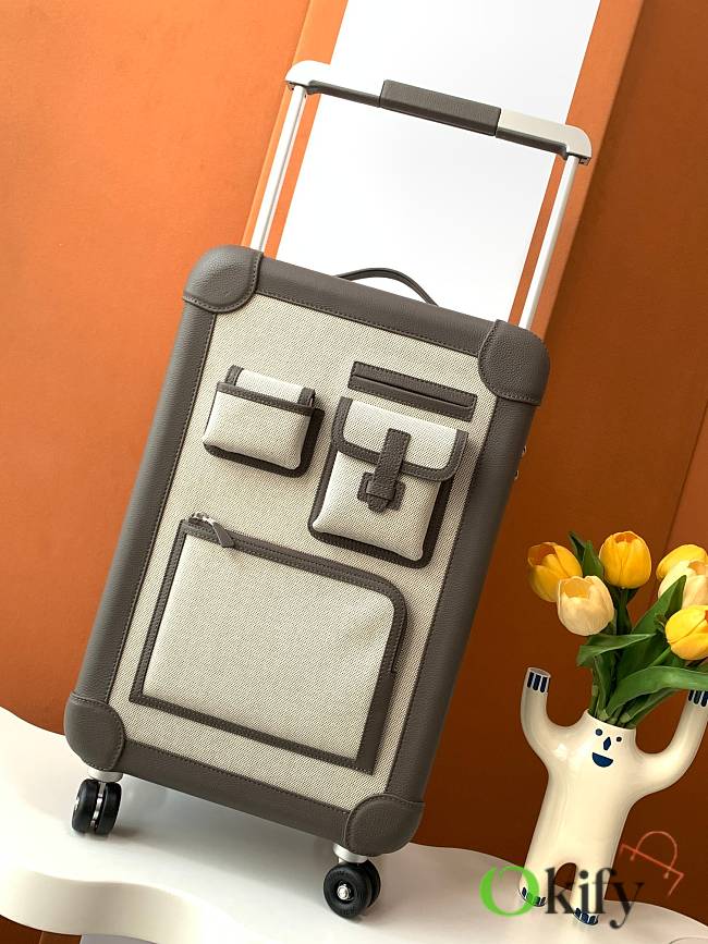 Okify Hermes RMS Suitcase With Pockets In Gray 33x55x20cm 23033 - 1