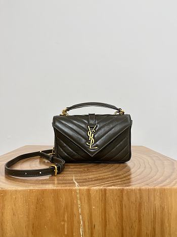 Okify YSL College Bag In Olive Green Crackled Leather 20x3x13cm