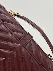 Okify YSL College Bag In Dark Red Crackled Leather 20x3x13cm - 5