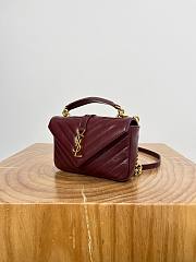 Okify YSL College Bag In Dark Red Crackled Leather 20x3x13cm - 4