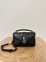 Okify YSL College Bag In Black Crackled Leather 20x3x13cm - 1