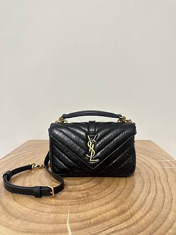 Okify YSL College Bag In Black Crackled Leather 20x3x13cm
