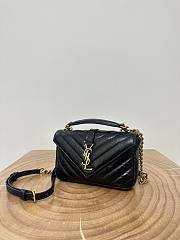 Okify YSL College Bag In Black Crackled Leather 20x3x13cm - 5