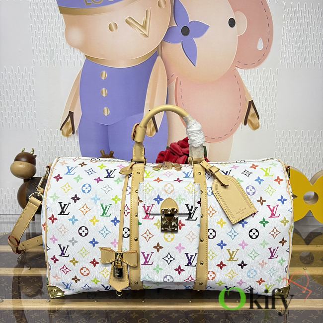 Okify Louis Vuitton x TM Keepall Bandoulière 45 Bag In White M13742 45x20x27cm - 1