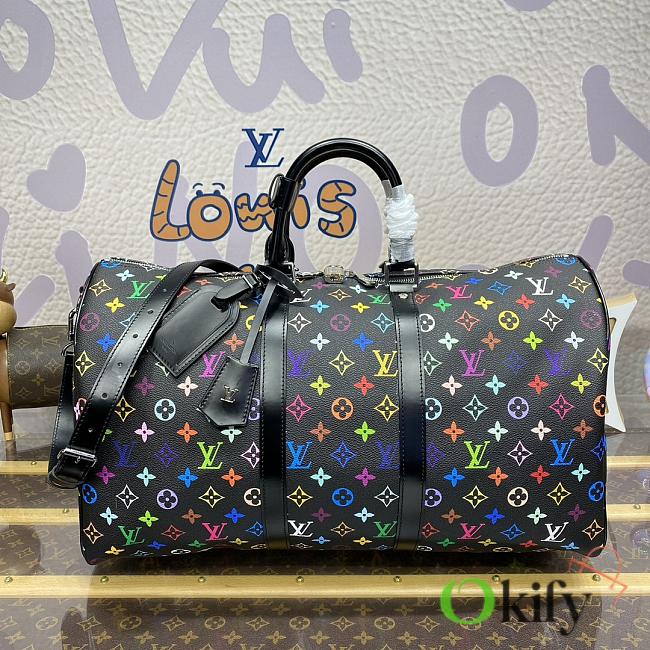 Okify Louis Vuitton x TM Keepall Bandoulière 50 Bag In Black M13745 50x29x23cm - 1