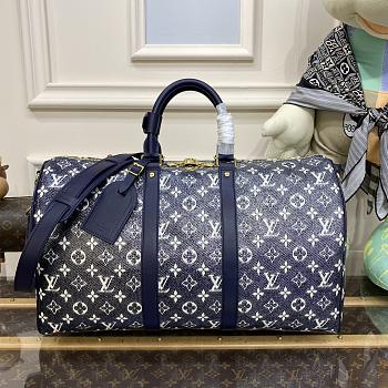 Okify Louis Vuitton Keepall Bandoulière 45 Bag In Dark Blue M22923 45x27x20cm
