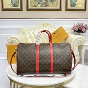 Okify Louis Vuitton Keepall Bandoulière 50 Bag With Red Strap M44740 50x21x28cm - 3