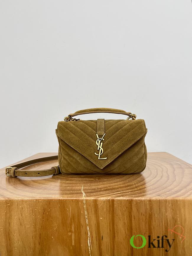 Okify YSL College Suede Bag In Brown 20x3x13cm - 1